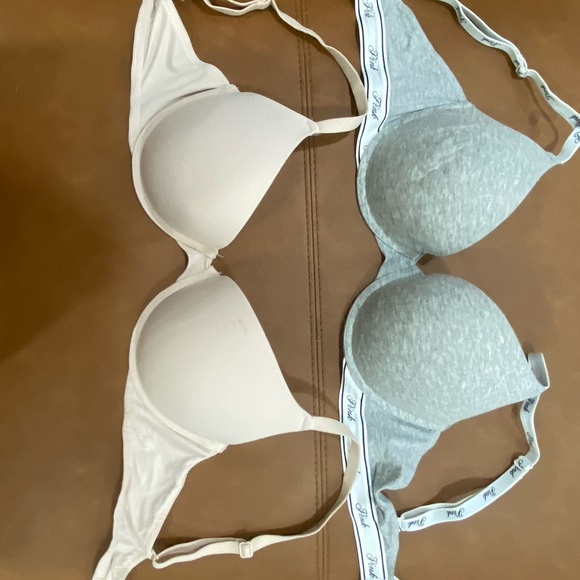 PINK Victoria's Secret White and Gray Bras with Adjustable Straps - Picture 1 of 3